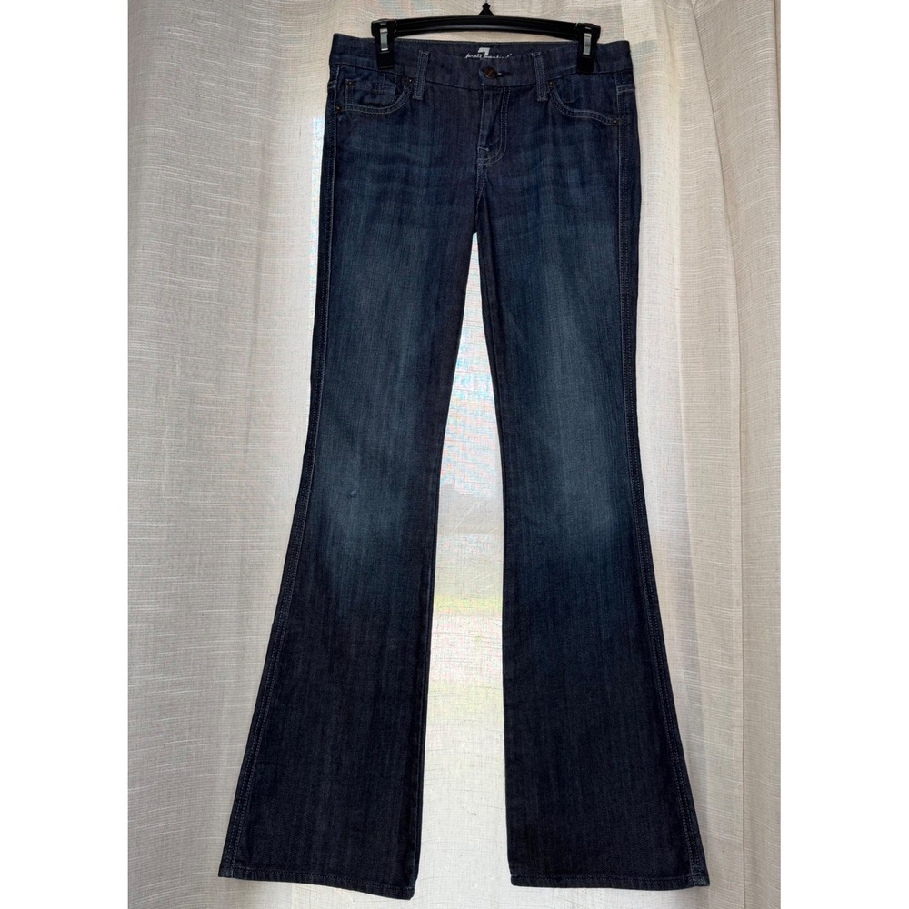 7 For All Mankind A Pocket Flare Jeans Dark Wash‎ Blue Denim Women's Size 26 - Picture 2 of 11
